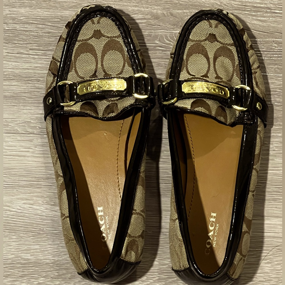 Coach Womens Felisha Ivory Jacquard Signature C Loafers Slip on Shoes Size 7.5